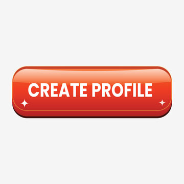 Create profile red glossy call to action web button vector design isolated on white background