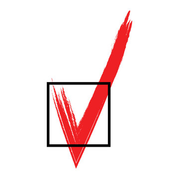 Hand drawn Red Checkmark in a Square Checkbox Vector Illustration