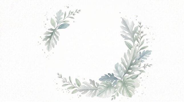 Elegant watercolor wedding geometric eucalyptus botanical frame for invitations and sophisticated floral stationery design elements