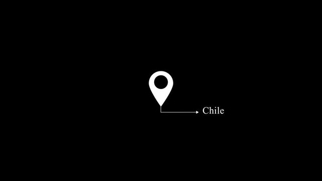 location of the country of Paraguay on black screen.The name of the place with the location has been displayed black and white looped animation.GPS location tracking icon.