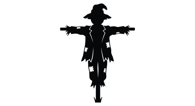 Scarecrow With Patched Clothing Black Silhouette strawman