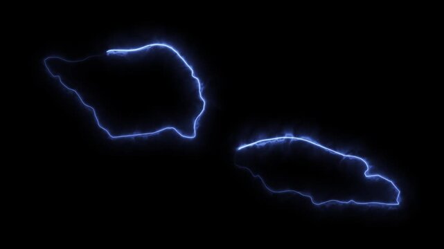 Glowing SAMOA Neon Map Motion Graphics isolated on Dark Background