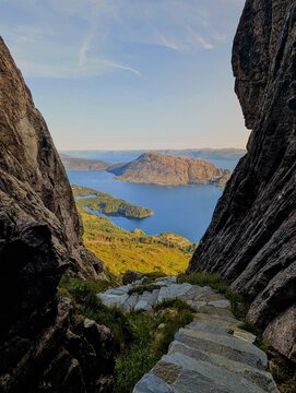 Norwegen Wanderung Ausblick Treppen