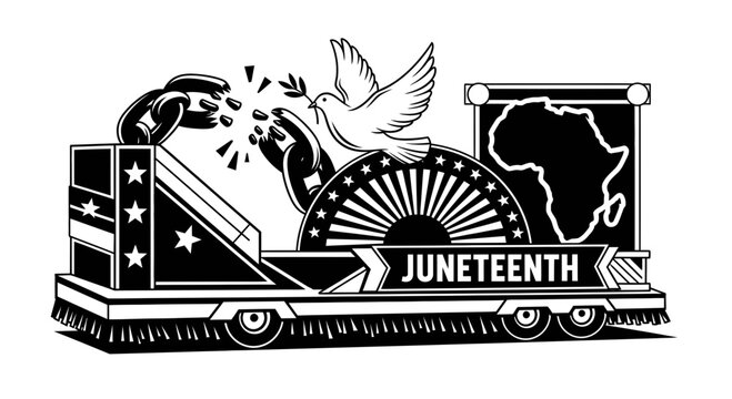 Juneteenth Parade Float Illustration with Broken Chains and Dove