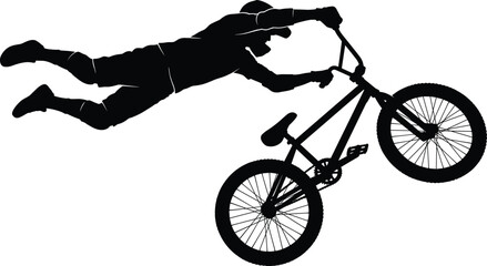 Silhouette of BMX rider performing aerial freestyle stunt illustration © MDMUNTASSER