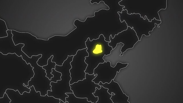 Animated glowing map of Beijing, China, with a highlighted outline on a dark gray gradient background, ideal for geography, travel, news, and infographic projects.