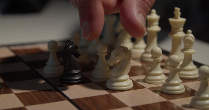close up of chess pieces during a game
