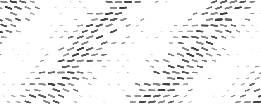 Abstract digital pattern of dashed lines flowing in waves against a white background