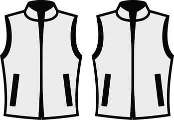 Front and back view of a blank light grey fleece vest for apparel design and fashion mockup © MstMohasana