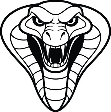 vector illustration of cartoon angry snake on white background
