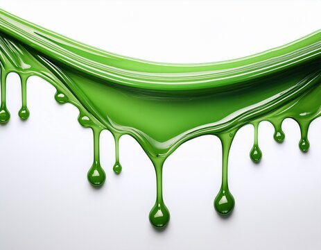 green slime drip isolated on white background