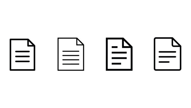 Document file icon vector set, paper, pages, note, document sign in different style.