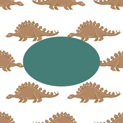 Hand drawn cute dinosaurs collection. Prehistoric animal characters set with t-rex and triceratops sketch. Seamless pattern background with cartoon jurassic reptile illustration isolated.  © Paint_art