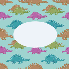 Hand drawn cute dinosaurs collection. Prehistoric animal characters set with t-rex and triceratops sketch. Seamless pattern background with cartoon jurassic reptile illustration isolated.  © Paint_art