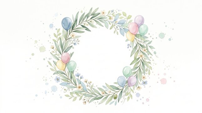 Elegant watercolor wedding geometric eucalyptus botanical frame featuring soft floral accents for romantic invitation card design