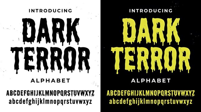 A creative halloween font set featuring dripping dark terror letters perfect for spooky party invitations posters and scary graphic design project themes