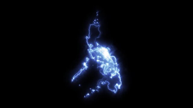 Glowing PHILIPPINES Neon Map Motion Graphics isolated on Dark Background