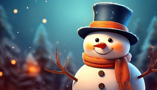 Adorable Snowman With A Carrot Nose And Top Hat Vertical Background Format