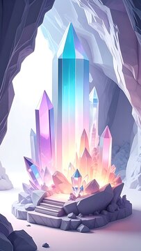 Vibrant Crystal Formation in Cave.