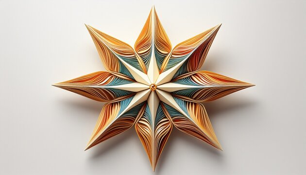 Paper Star Ornament Isolated On White Background