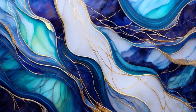 Marble Texture Blue Abstract Background Onyx Marble With Colorful Vines Glass Effect Texture