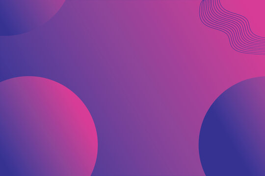 Abstract Purple and Pink Gradient Background with Circular Shapes and Wavy Lines