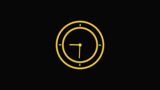 Minimalist yellow clock timer icon showing time passing with circular lines and a hand isolated on a clean transparent background for modern user interface and web design projects