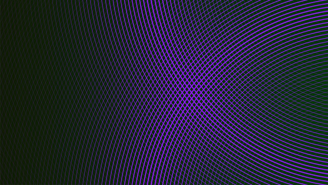Abstract moire pattern background, purple and green wavy line texture, optical illusion vector graphic for digital wallpaper and tech design