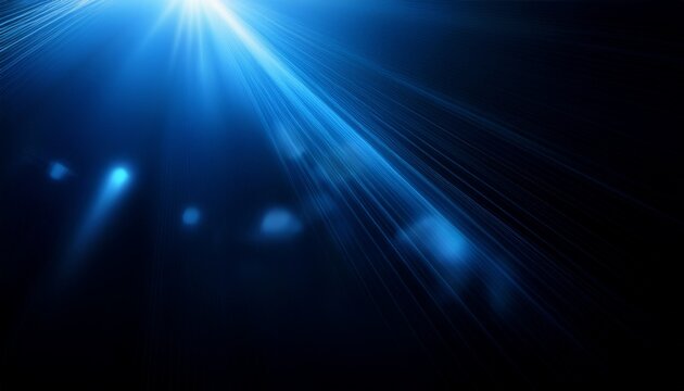 Beautiful Blue Lens Flare Effect Overlay Texture With Bokeh Effect And Anamorphic Light Streak In Front Of A Black Background Cinematic Format