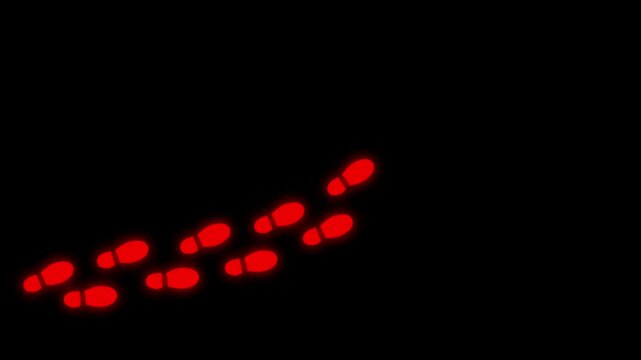 Human shoes Footstep walking on white background. footprints shoes,   black .. 4k 

