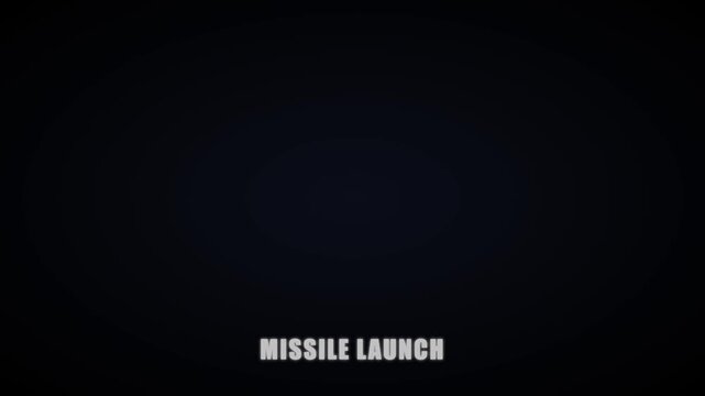 Minimalist missile launch animation with rocket propelling upwards against a dark 4k background