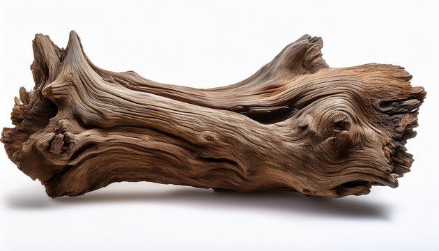 Driftwood Isolated On White Background Aged Wood