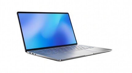 Fototapeta premium Laptop computer with blue screen on white background isolated