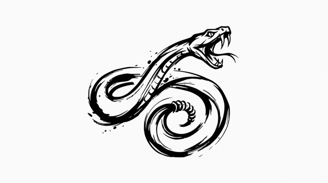 Dynamic striking snake silhouette illustration