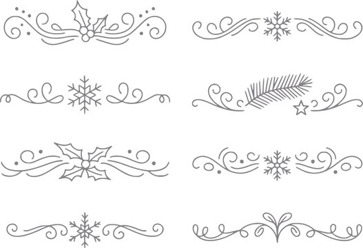 Adornos y bordes decorativos festivos de Navidad e invierno