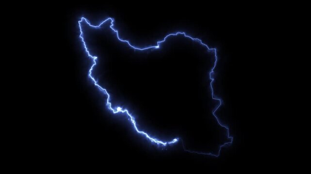 Glowing IRAN Neon Map Motion Graphics isolated on Dark Background