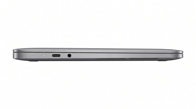 Laptop side profile view with usb-c port and headphone jack
