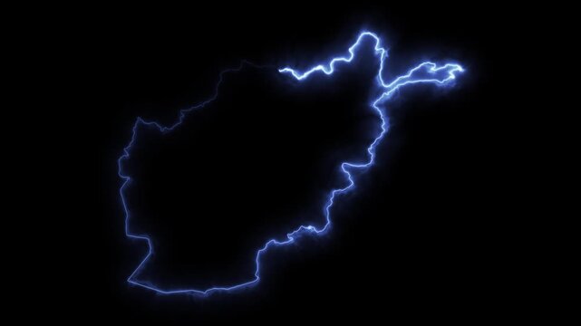 Glowing AFGHANISTAN Neon Map Motion Graphics isolated on Dark Background