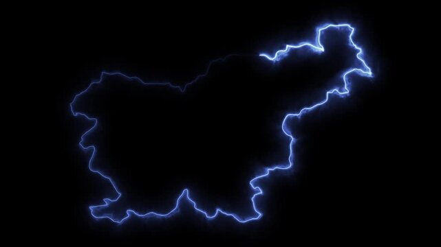 Glowing SLOVENIA Neon Map Motion Graphics isolated on Dark Background