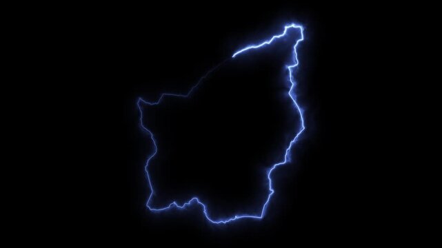 Glowing SAN MARINO Neon Map Motion Graphics isolated on Dark Background