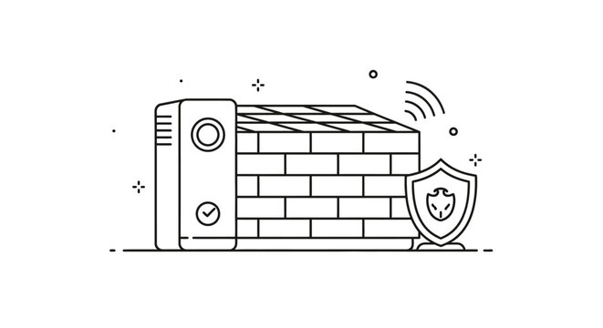 Firewall and shield for network security and data protection, cybersecurity concept