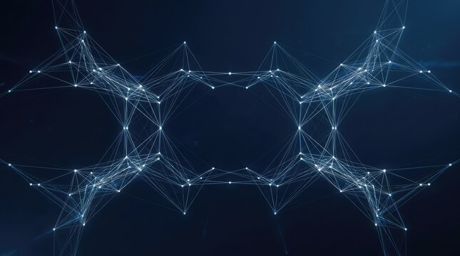 Abstract plexus network with glowing nodes. Digital connection lines representing data technology.