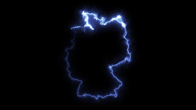 Glowing GERMANY Neon Map Motion Graphics isolated on Dark Background