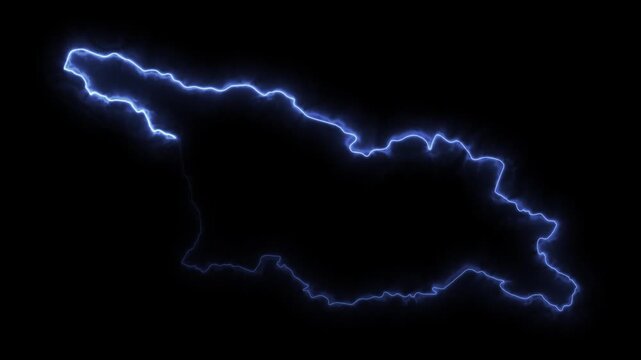 Glowing GEORGIA Neon Map Motion Graphics isolated on Dark Background