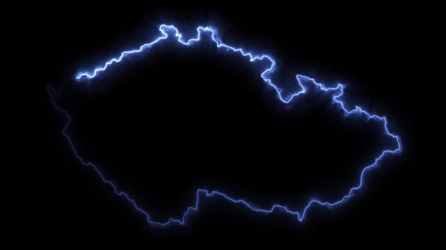 Glowing CZECH REPUBLIC Neon Map Motion Graphics isolated on Dark Background
