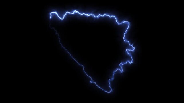 Glowing Bosnia and Herzegovina Neon Map Motion Graphics isolated on Dark Background