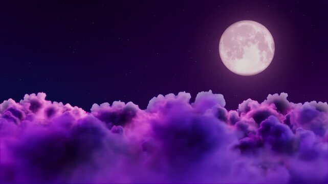 Dreamy Moon and Violet Clouds Endless Loop Background