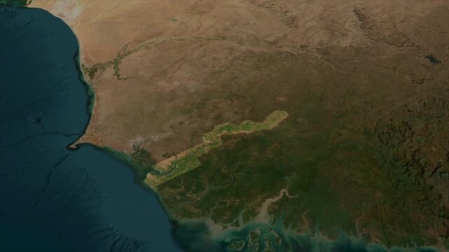  Zooming From World Map To GAMBIA, High Tech Colorful Map Animation