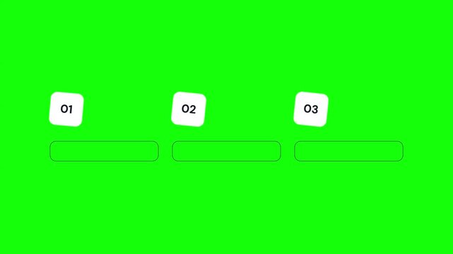 Animated Numbered Badges 01 to 03 Sequence Green Screen