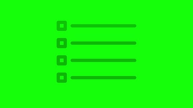 Checkbox checklist progress completion on vibrant green background. Four-step task checklist with empty and checked boxes for workflow tracking.